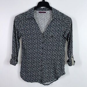 Anthropologie velvet floral print blouse size small